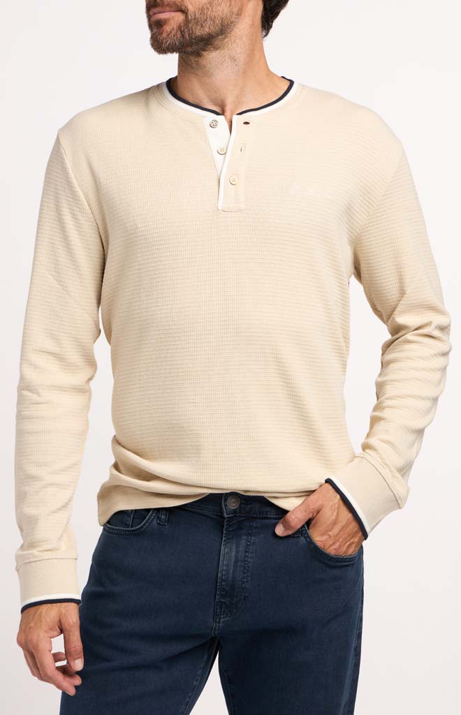 Ben Sherman Long-Sleeve Solid Waffle Henley