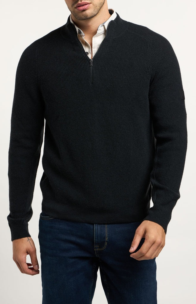 Rhone Walden Waffle Knit Wool/ Cashmere Quarter Zip Sweater – Stately