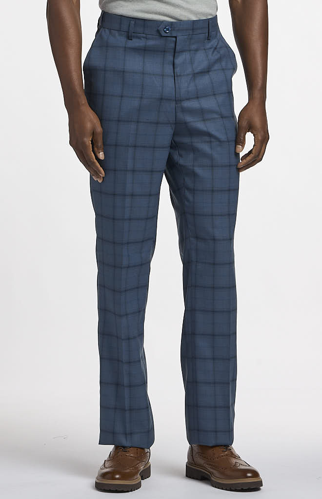 Stacy Adams Plaid Suit Pant - 28-Unhemmed / blue Stacy Adams Plaid Suit Pant - 28-Unhemmed / blue