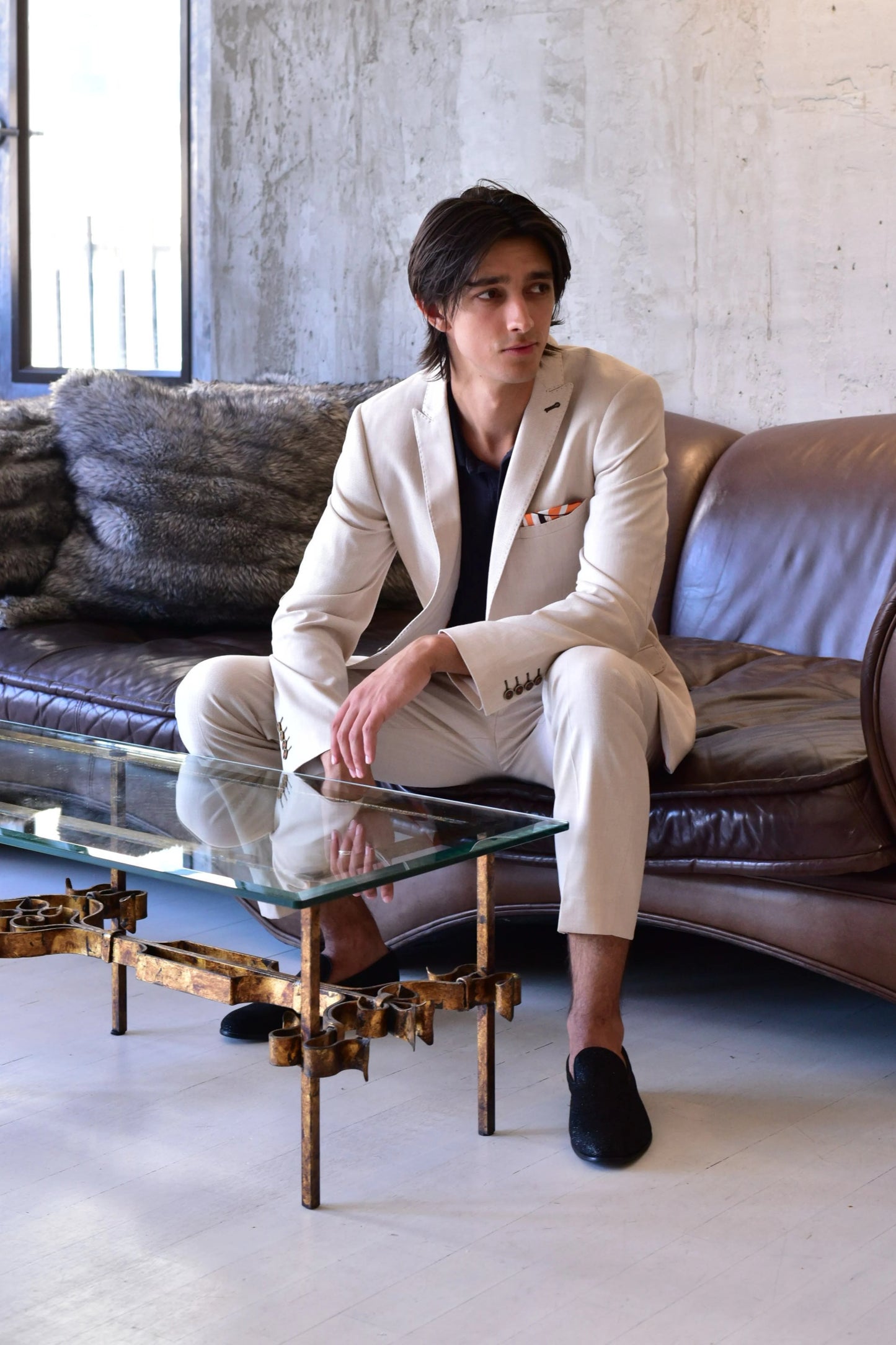 Paisley & Gray Downing Silky Beige Slim Pants