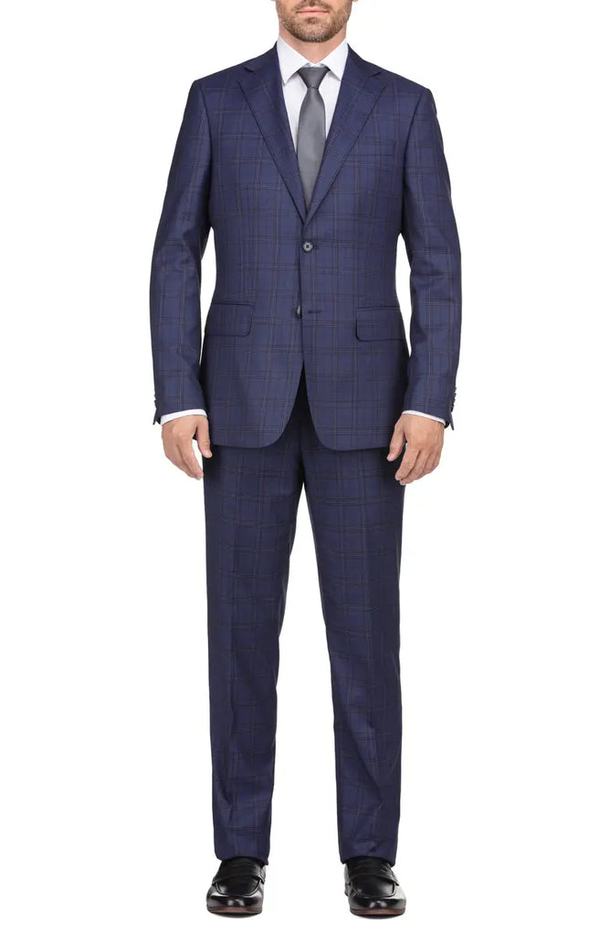 English Laundry Navy Plaid Suit Jacket