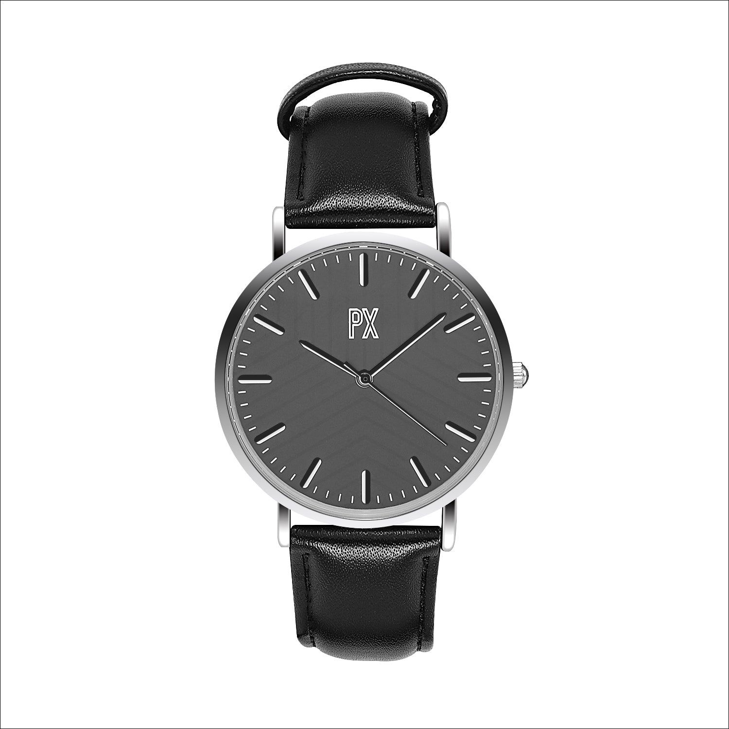 PX Black Strap Watch with Black Printed Face