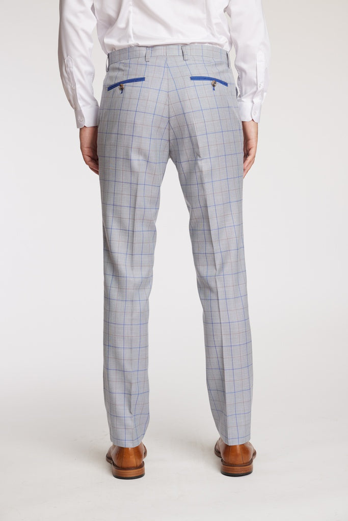 Paisley Gtay Downing Pants Slim Light Grey Royal Check – Stately