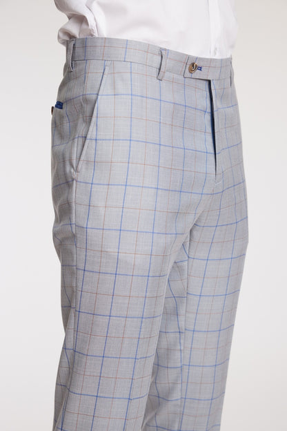 Light Grey & Royal Check