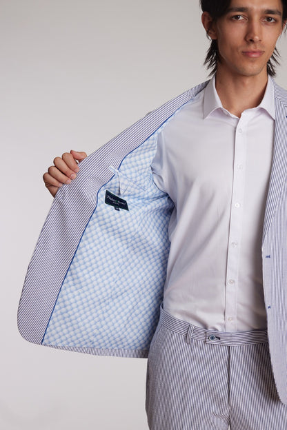 Blue & White Seersucker Stripes