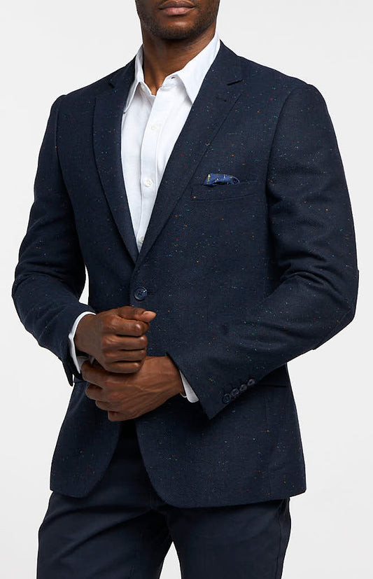 Navy Fleck Herringbone