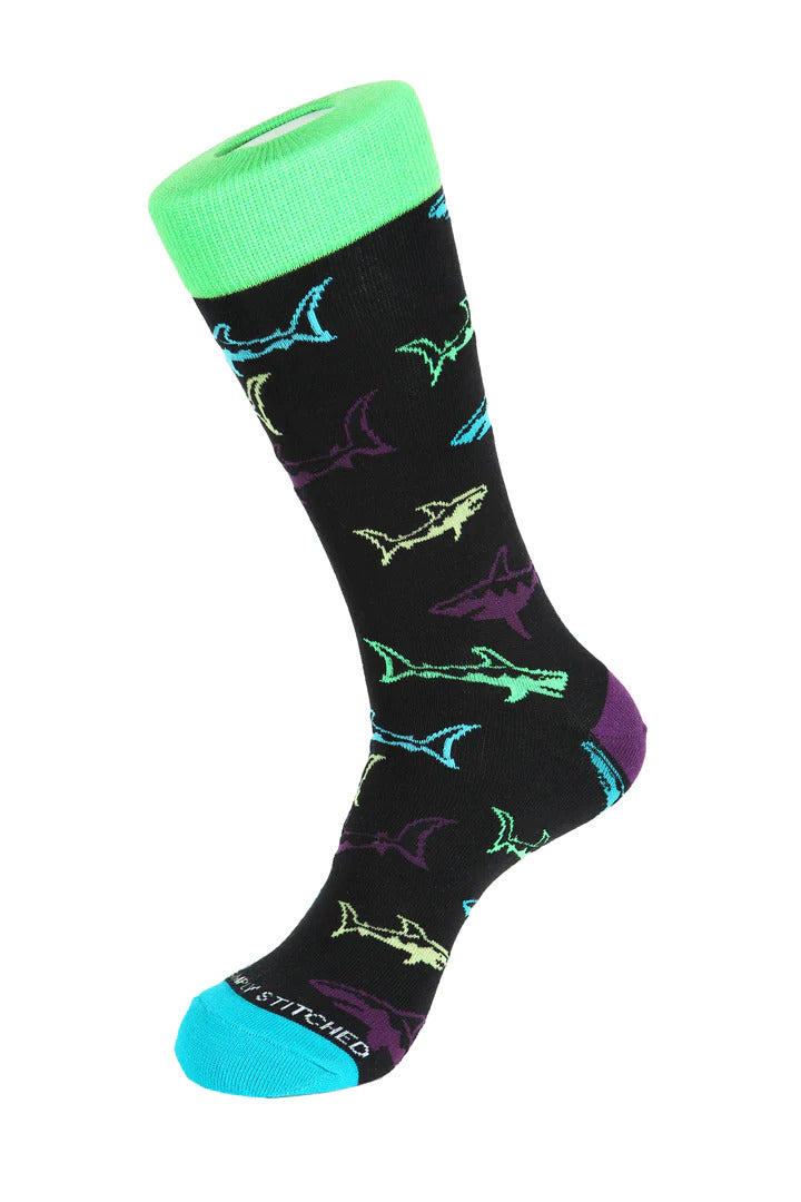 Unsimply Stitched Shark Silhouette  Crew Sock