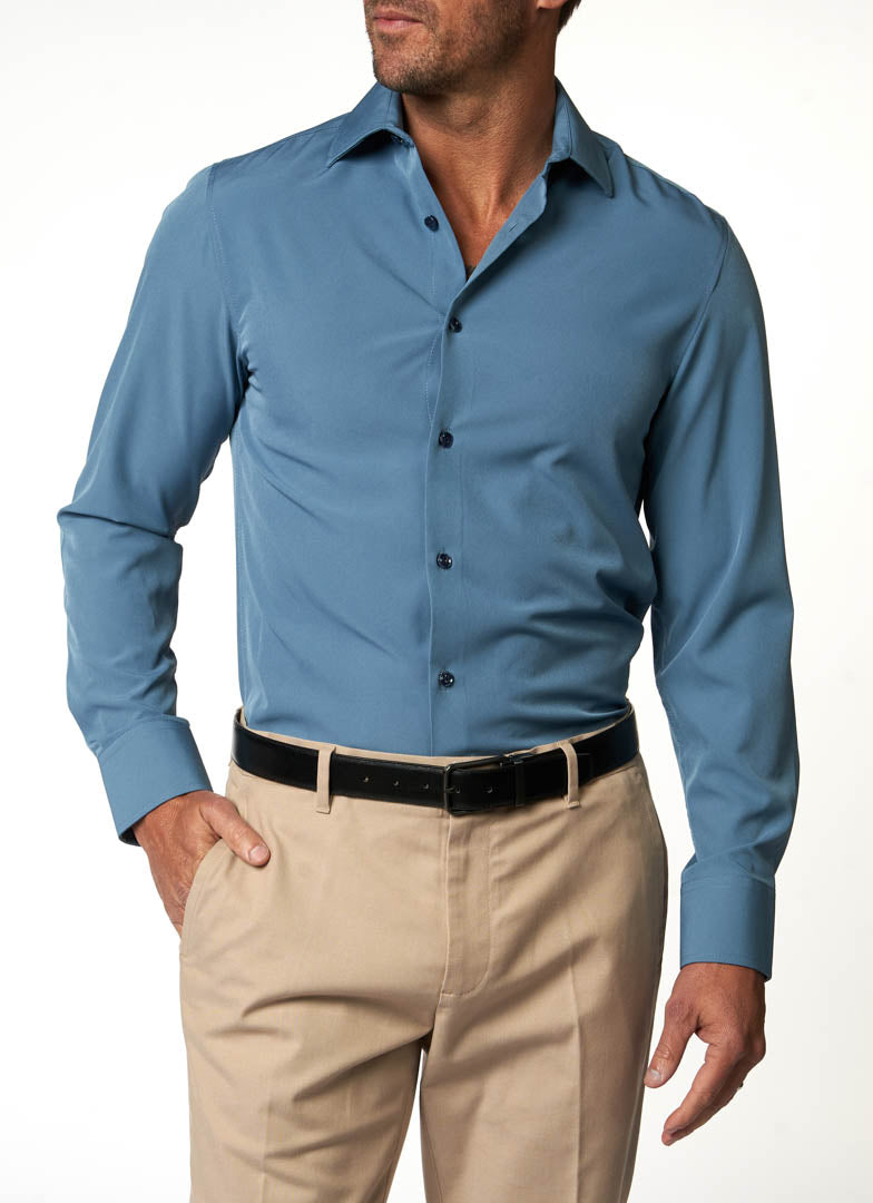 Brooklyn Brigade Dusty Blue Dress Shirt StatelyMen