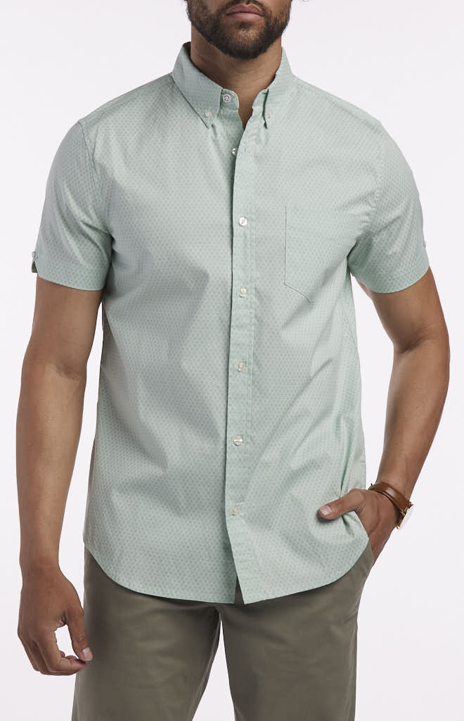 Ben Sherman Short-Sleeve Dash Dot Diagonal Print Shirt