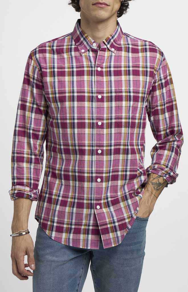 Berry Plaid Cotton Hemp