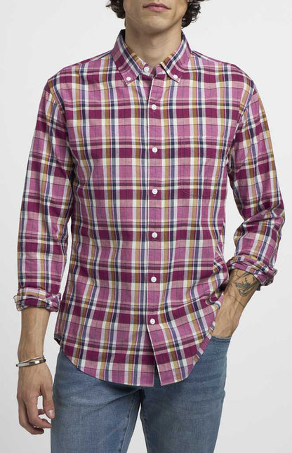 Berry Plaid Cotton Hemp