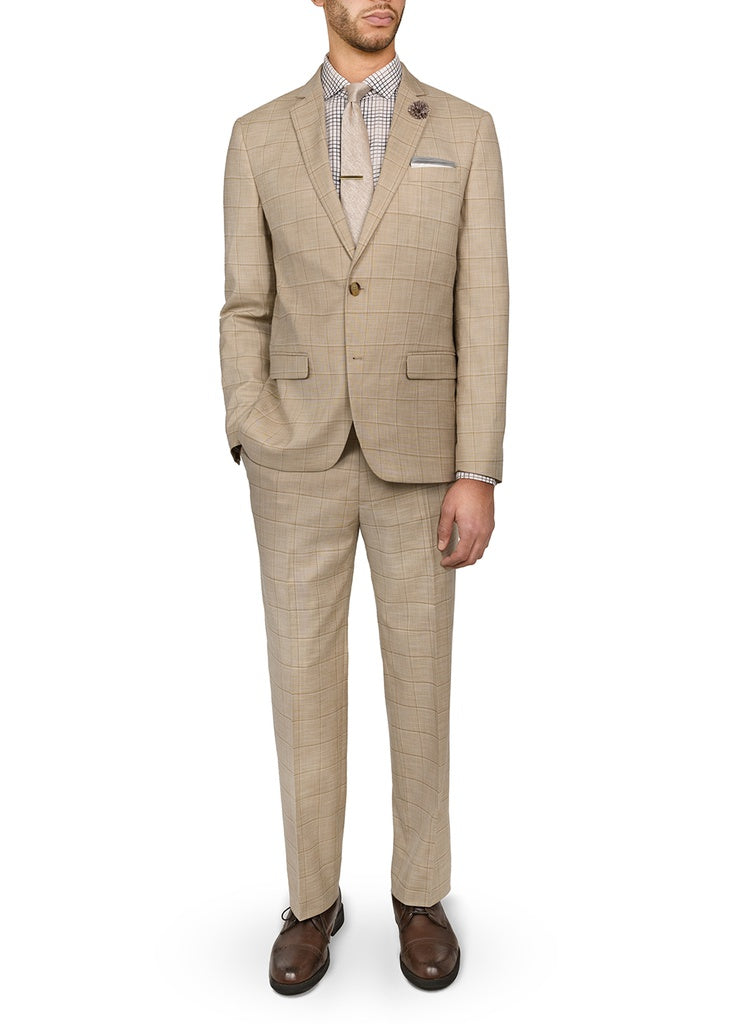 Construct Tan Windowpane Suit Pant – StatelyMen