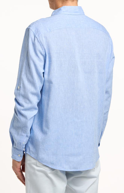 Perry Ellis Linen Blend Roll Tab Shirt