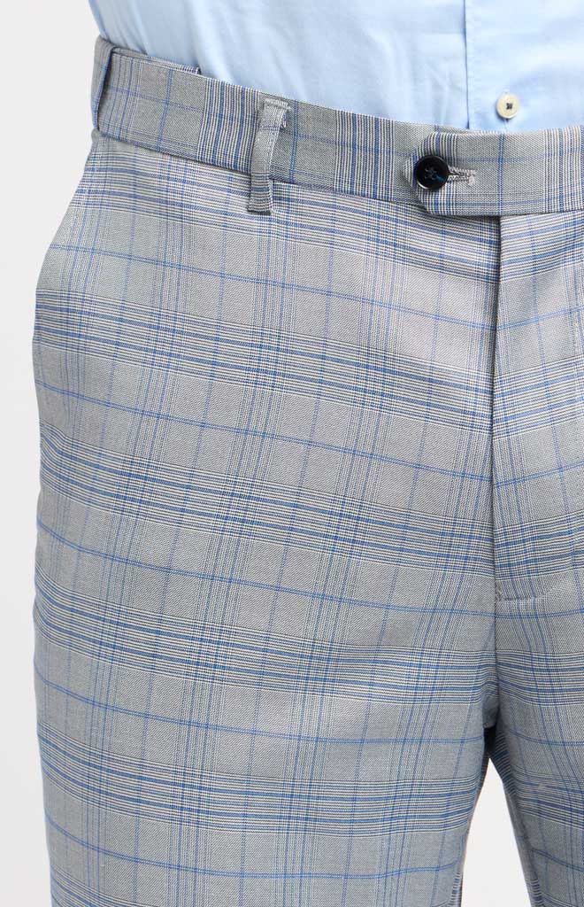 Stacy Adams Baby Blue Glen Plaid Suit Pant