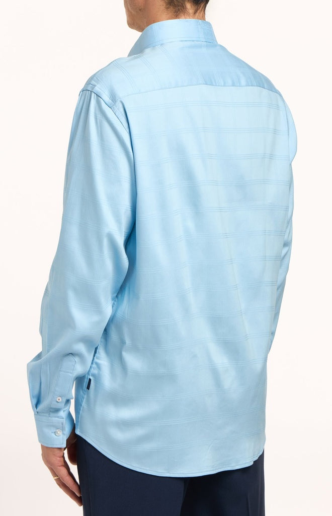 Stone Rose Windowpane Check Long-Sleeve Woven Shirt