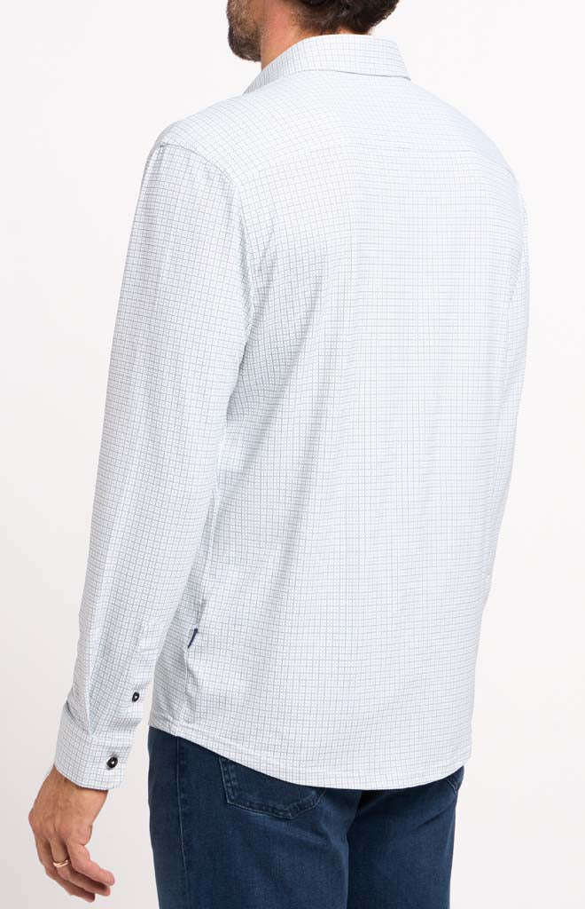 Stone Rose Windowpane Techno Stretch Long-Sleeve Shirt – Stately