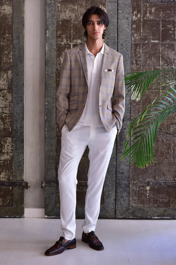 Paisley Gray Dover Notch Tan Grey Plaid Slim Jacket StatelyMen