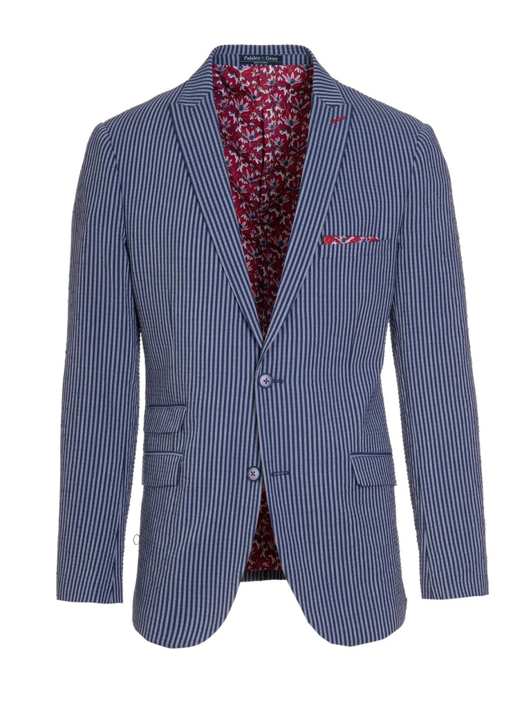 Paisley & Gray Ashton Peak Navy & Grey Seersucker Suit – StatelyMen
