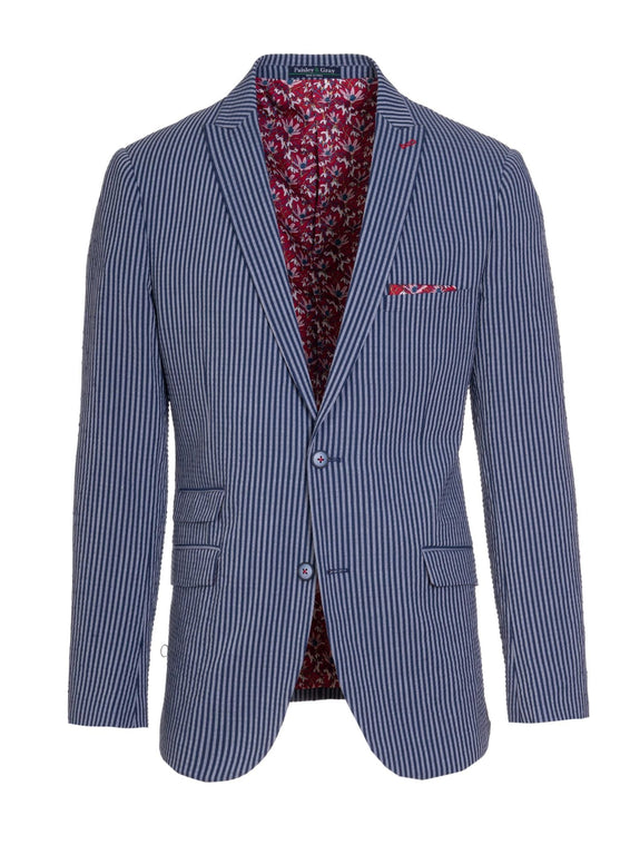 Paisley & Gray Ashton Peak Navy & Grey Seersucker Suit