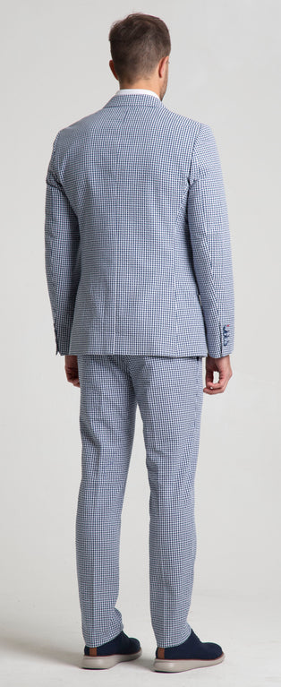 Paisley & Gray Dover Notch Navy & White Gingham Seersucker Suit