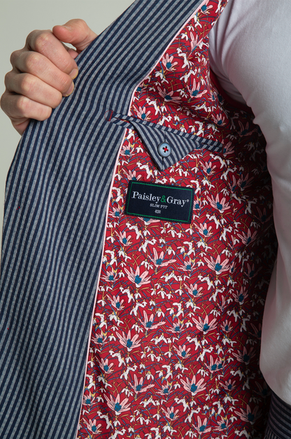 Paisley & Gray Ashton Peak Navy & Grey Seersucker Suit