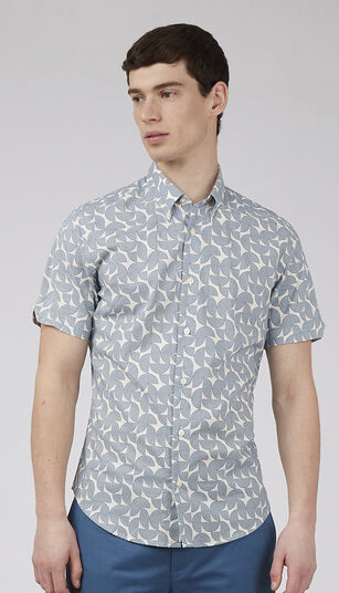 Ben Sherman Geo Block Print Short-Sleeve Shirt