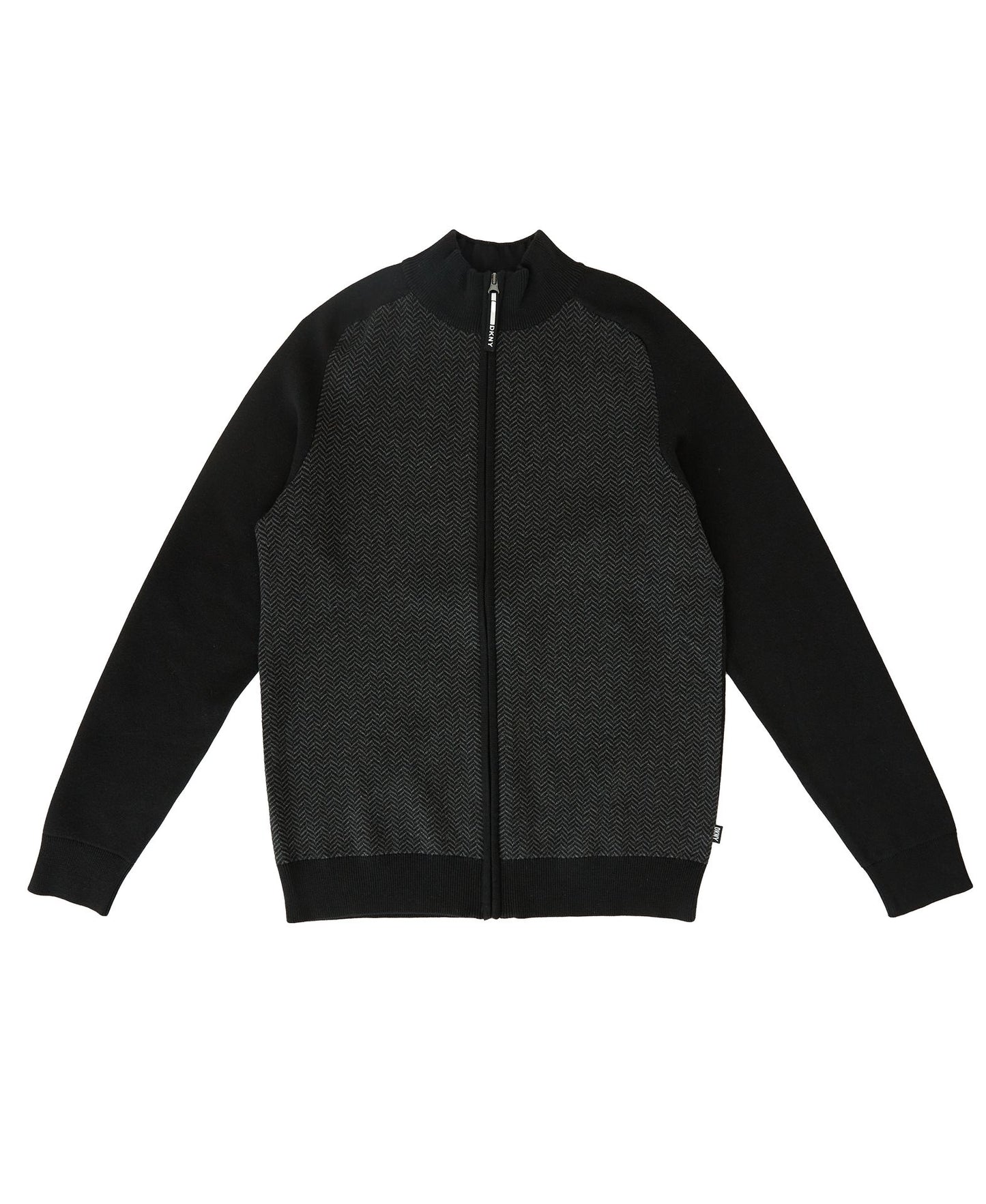 DKNY Carson Herringbone Full-Zip Sweater